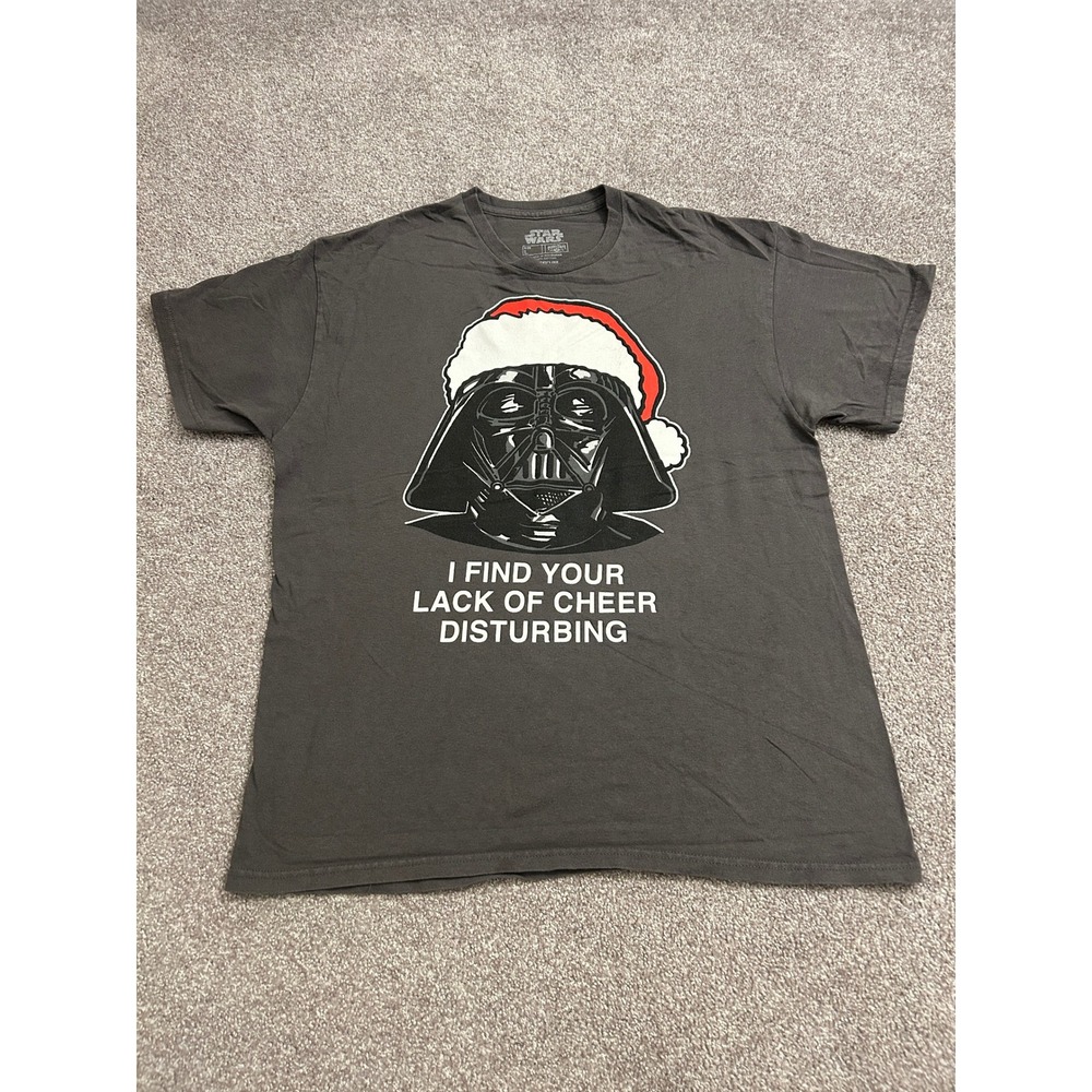 Star Wars Darth Vader Christmas T-Shirt Mens Large Gray Lack of Cheer Excellent